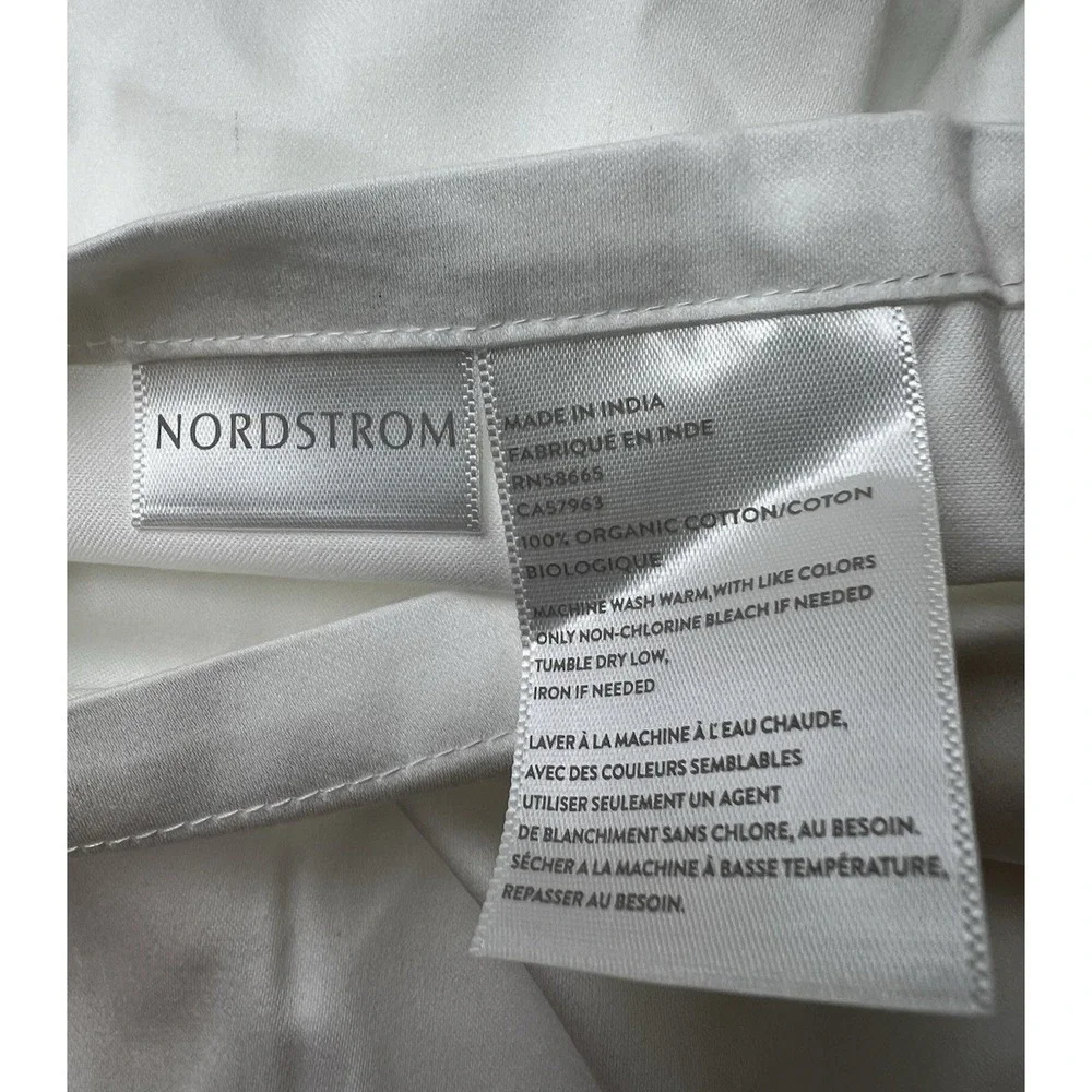 Nordstrom Organic Cotton White with Gray Trim Standard Pair of Shams 27